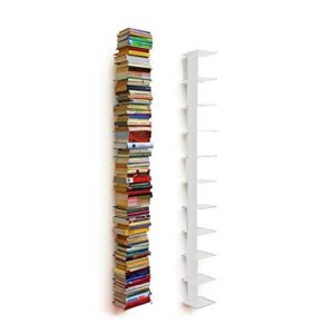 Haseform Bücherturm 170 cm (für 1,80 m Bücher) Weiss  ♥ An Wand hängendes weisses Bücherregal